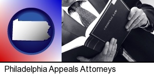 Philadelphia, Pennsylvania - an attorney reading a criminal law book