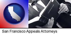 San Francisco, California - an attorney reading a criminal law book